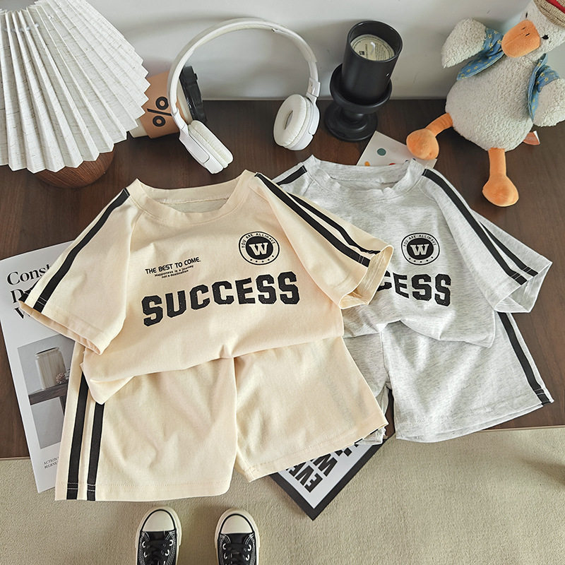 儿童短袖套装纯棉休闲短裤T恤夏季家居服男女童宽松百搭运动套装