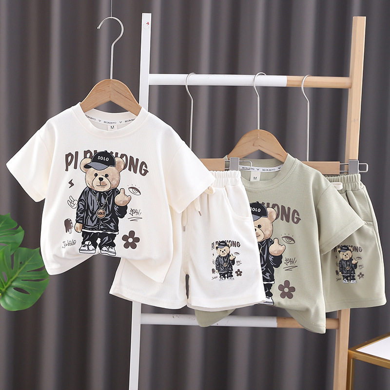 童装儿童短袖套装2024新款洋气男童夏装衣服潮宝宝夏季圆领两件套