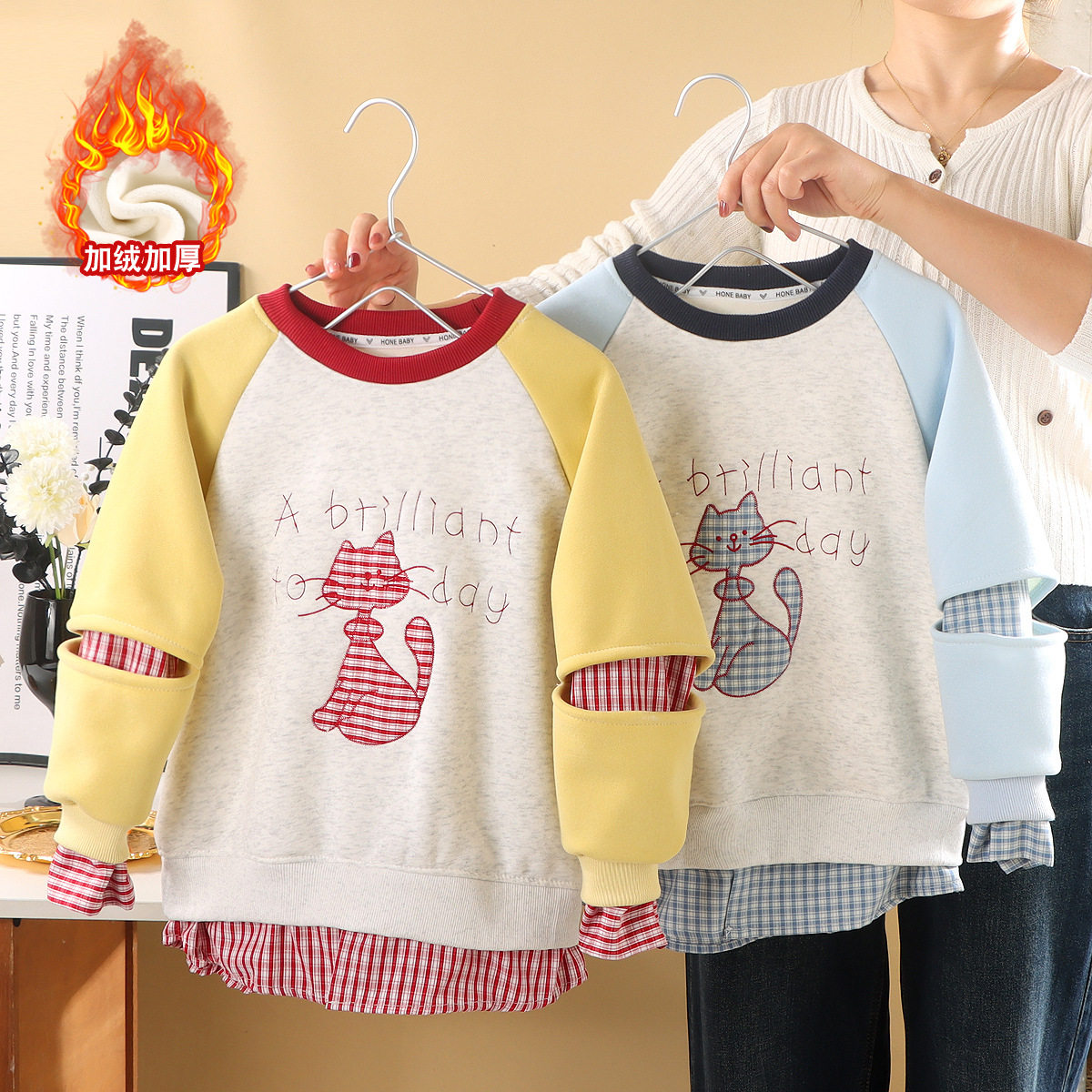 女童加绒加厚卫衣童装春秋2026新款韩版套头衫中大童儿童长袖上衣