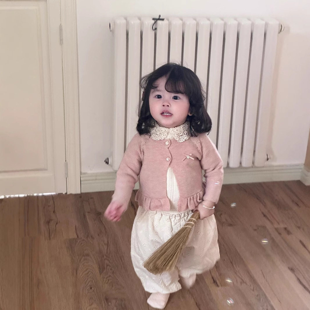 Cutemily春夏跨境女婴童圆领插肩袖开衫女宝可爱北欧短款披肩外套