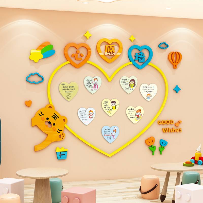 创意心愿墙布置幼儿园教室环创主题墙面装饰班级文化建设许愿墙贴