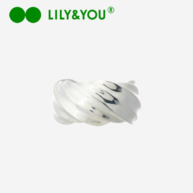lily&you2025春夏新款莫比乌斯宽戒指925银叠戴食指戒