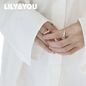LILY&YOU小众设计925银尾戒光圈细圈戒指银镀金叠戴素戒高级感