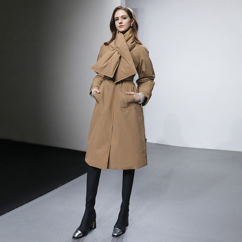 驼色派克羽绒服90白鸭绒