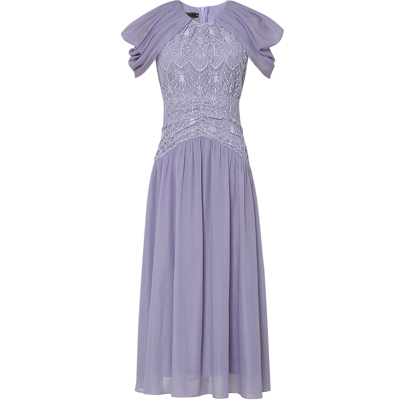 2025夏季新款OL气质法式浪漫V领插肩袖中长款收腰宽松大摆连衣裙