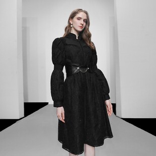 达菲时尚2025冬季女装米白色立领中长款白鸭绒羽绒服加厚收腰外套