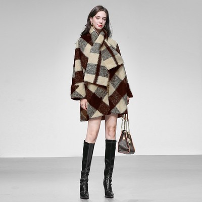时尚复古撞色格子围巾设计加厚