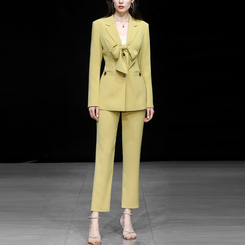 Q春装女装2026新款气质两件套蝴蝶结小西装外套