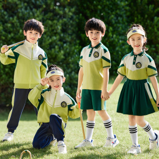 短袖 运动三件套幼儿园园服夏季 春秋中学生班服套装 小学生校服夏装