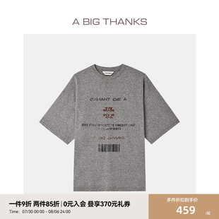 张靓颖同款 美式 ABIGTHANKS 体恤 复古字母印花短袖 T恤女夏季