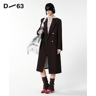 D63女装25秋季新款中长大衣复古摩登经典H版型外套利落百搭上衣