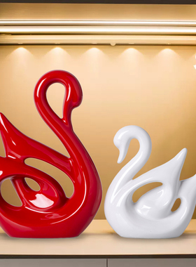 现代简约天鹅摆件客厅酒柜电视柜装饰品玄关柜桌面小摆设乔迁礼物