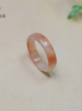 天然新疆金丝玉石桃花酿素圈戒指