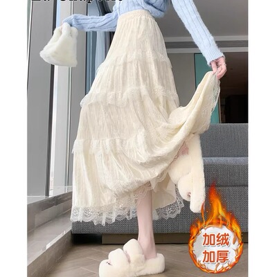 拉夏贝尔加绒蕾丝拼接内衬