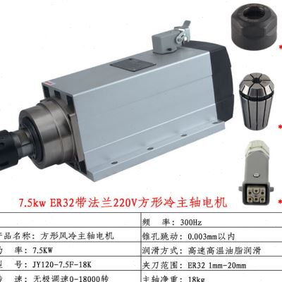 雕刻机电主轴1.52.23.54.56kw7.5方形风冷开料机主轴电机量大采购