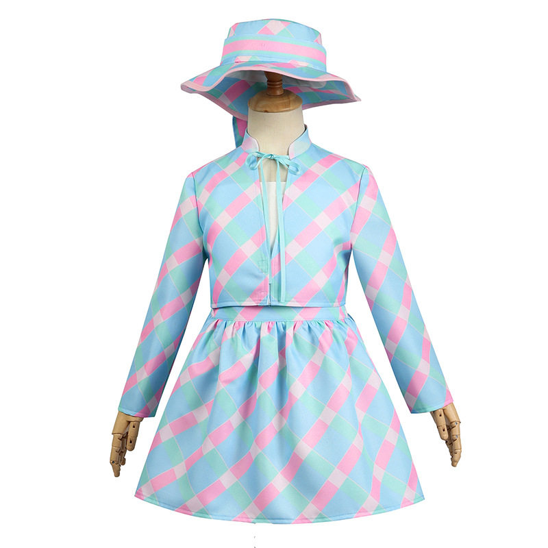真人版芭比cos服芭比蓝色套装礼服连衣裙成人儿童万圣节表演服