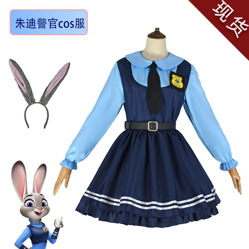 疯狂动物城万圣节cosplay成人裙子女装兔子朱迪男女警官judy全套