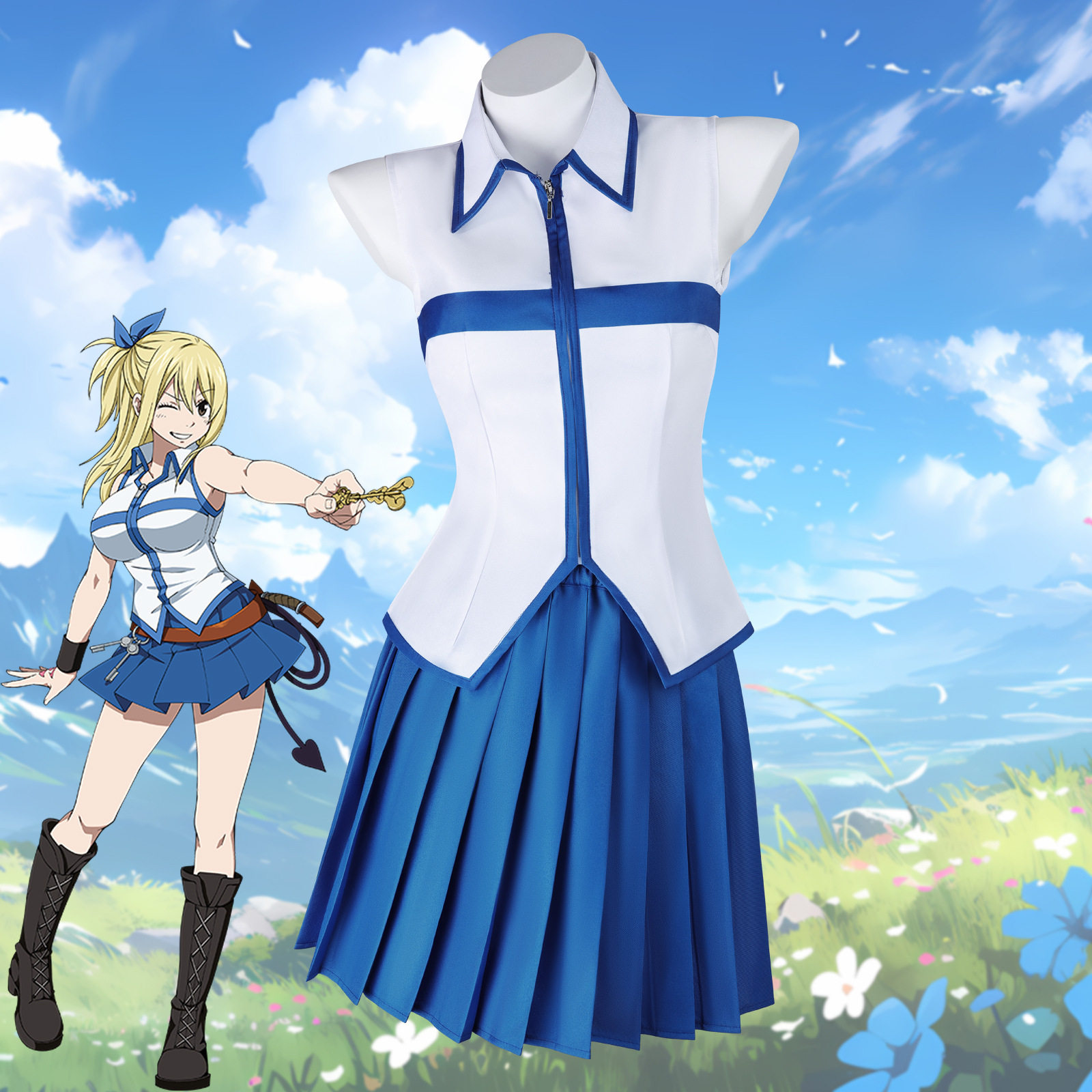 【现货】动漫妖精的尾巴露西服角色扮演play裙超时空辉夜姬