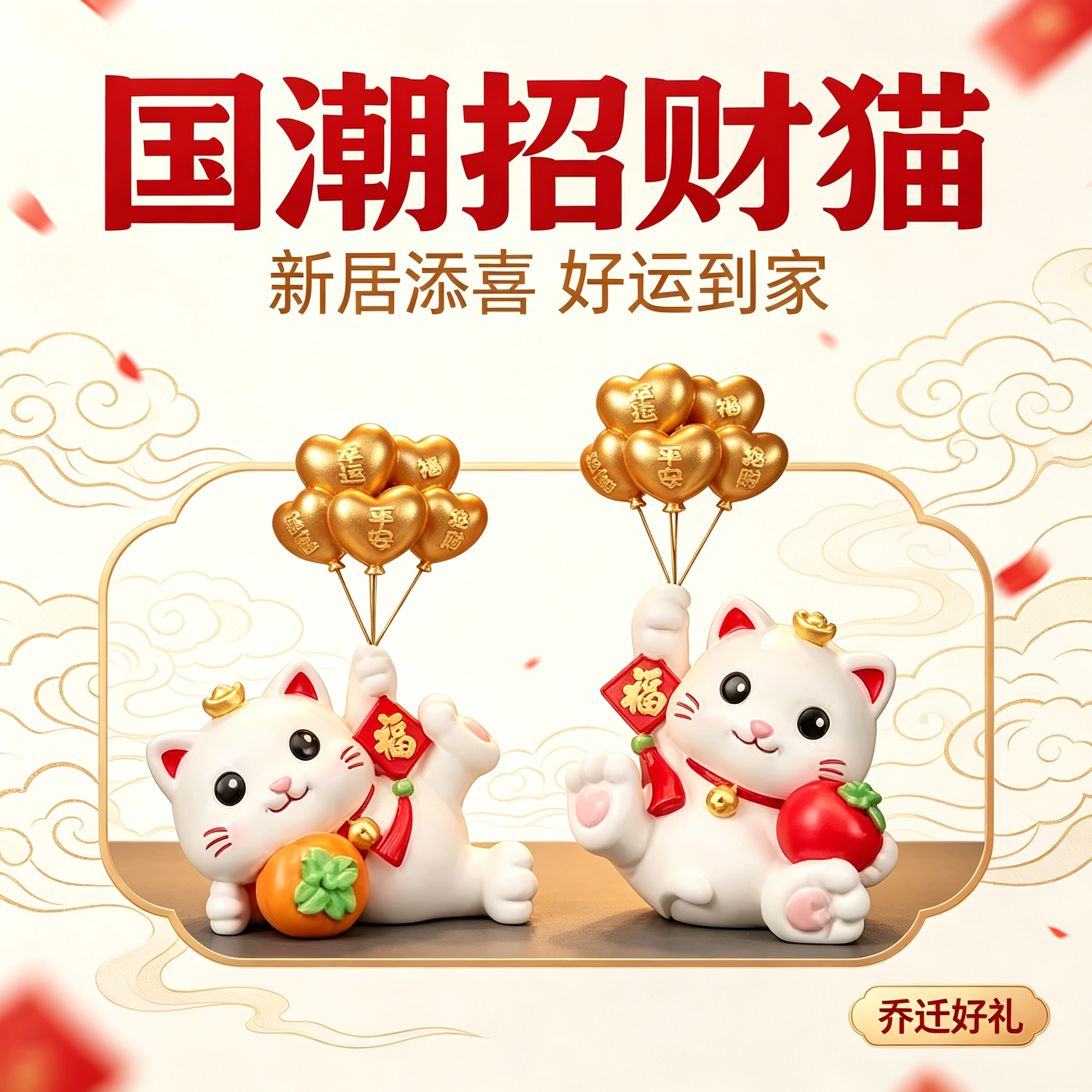 国潮卡通招财猫摆件客厅酒柜玄关桌面摆放家居装饰乔迁新居馈赠