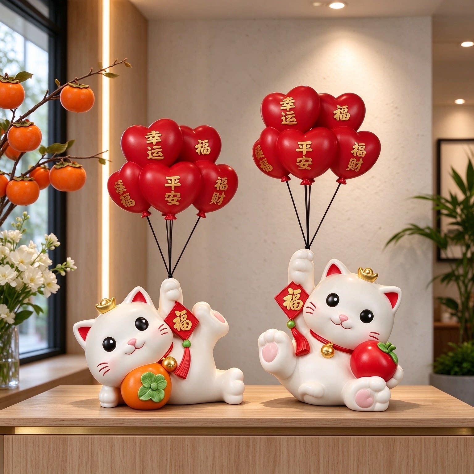 新店开张招财猫2026新款摆件大号门市现代简约装饰摆件柿柿如意