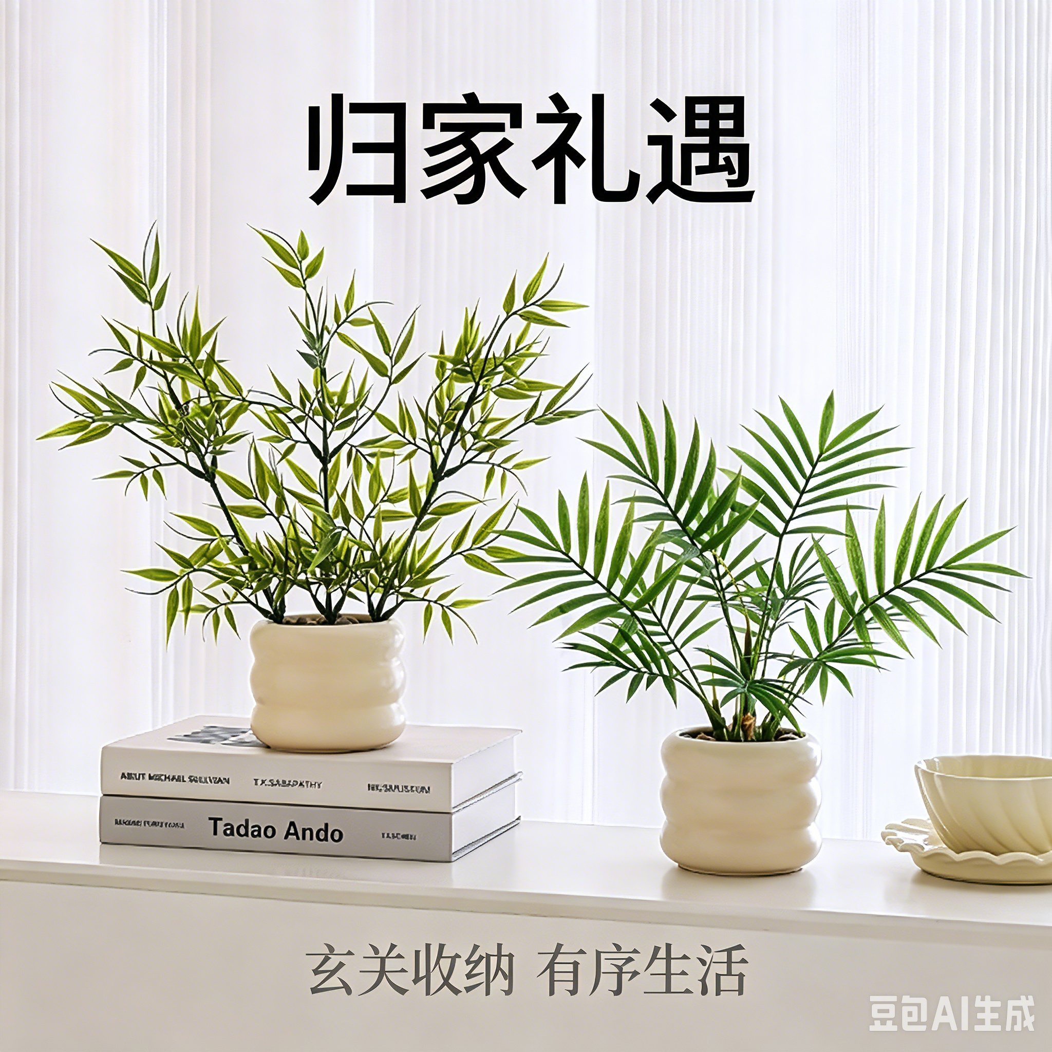 玄关区域意式极简风摆件装饰品甜品台流水扇子客厅玄学美学摆设