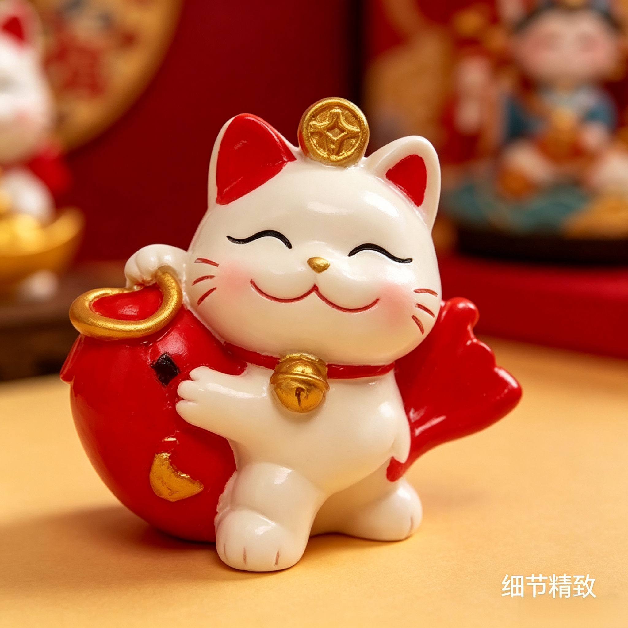 国潮柿柿顺遂招财猫气球摆件玄关入户电视柜酒柜乔迁搬家寓意好礼
