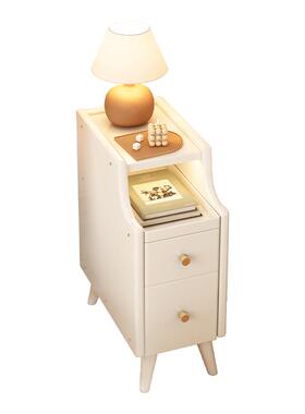 侘寂风木床柜头GL8082实小型物20极窄家用卧室黑色夹缝简易置架收