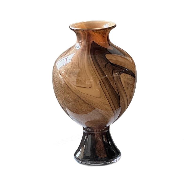 拼色摆玻璃花瓶法式中古风工灯厅餐桌装饰软装客件手琉璃高脚QL22