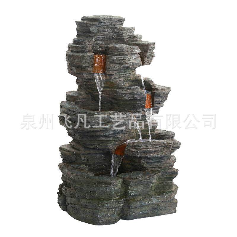 树脂工艺品仿石头假山流水喷泉客厅办公室户外花园庭院装饰水景