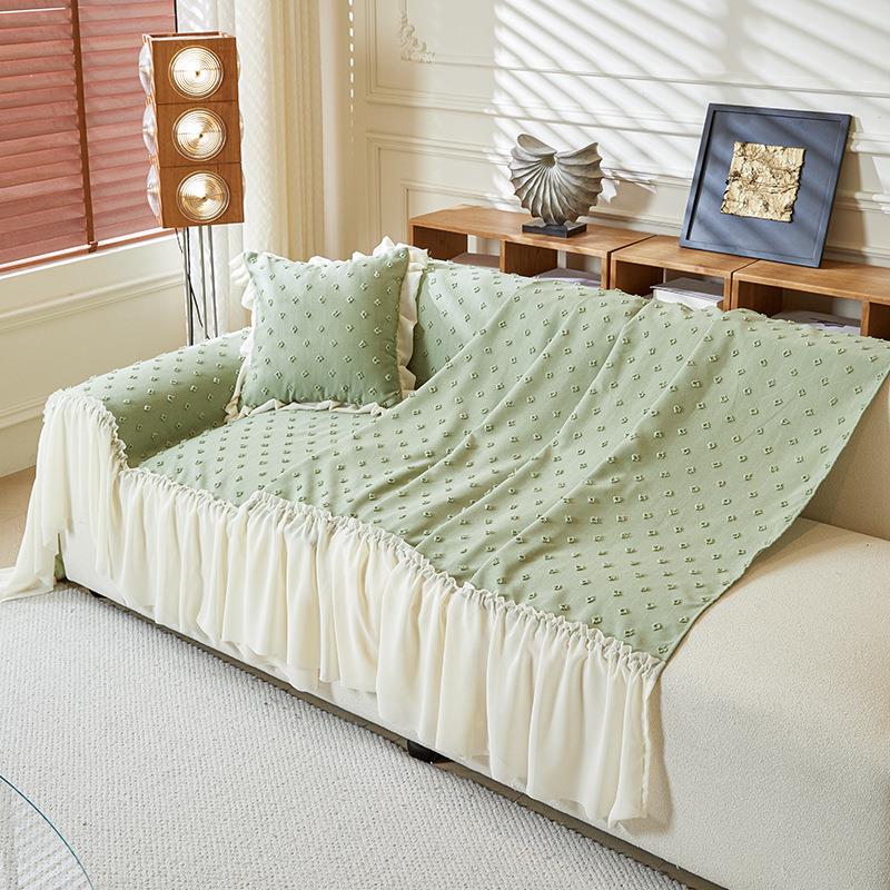 2款025年新沙发巾法式奶油风发沙盖沙布四露渟季通用裙边沙发套罩