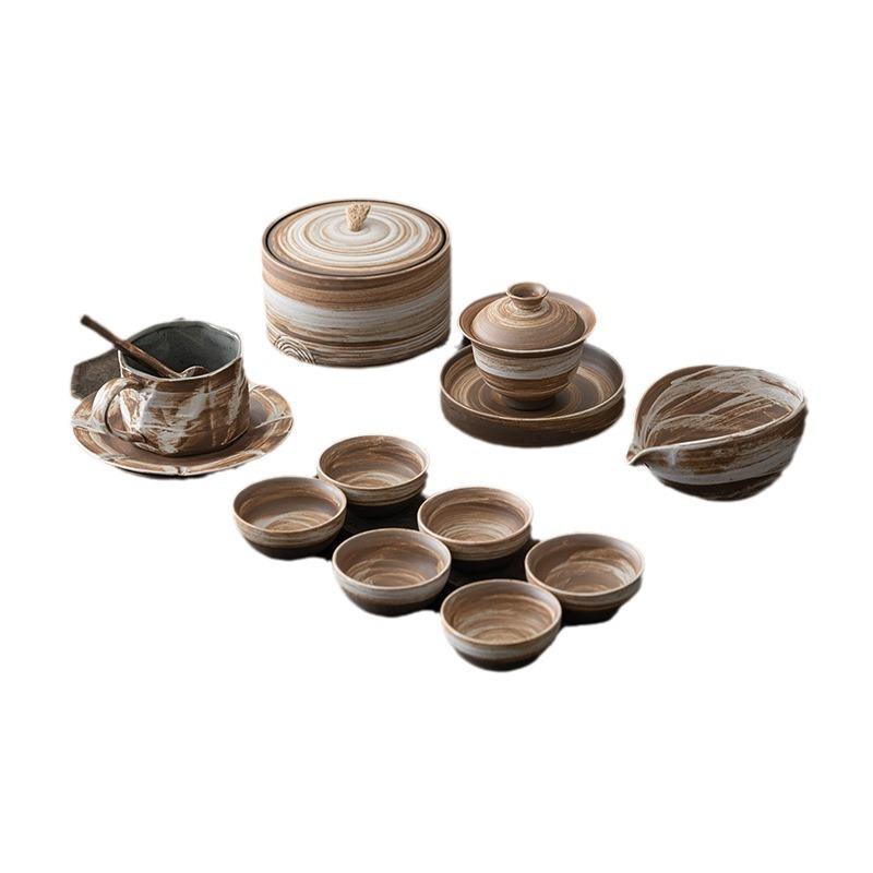 泡影白壶粗陶功夫茶具套简装约复古茶整套家用手工陶瓷茶壶B028茶