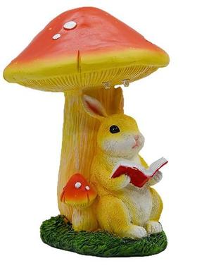 户外看兔子看书书兔子蘑菇件花园创意庭院脂装树摆太阳饰能兔子摆