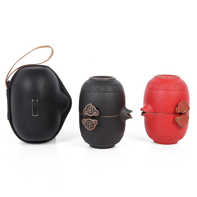 钧瓷旅行夫茶具便携粗客K26897陶一壶五杯户外泡茶壶旅快杯行陶瓷