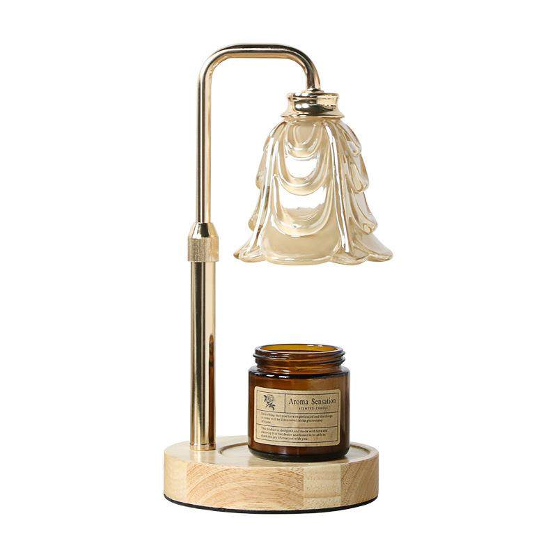 原木香薰灯融蜡光灯烛灯可调融烛蜡台灯卧室香薰暖炉15*15*33融燭