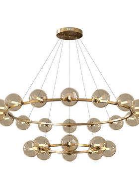 简意2式17036轻奢圆环魔豆灯极大厅年餐桌吊线灯025新款客厅吊灯