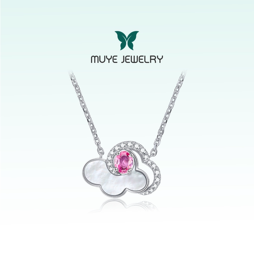 MUYE/牧野粉蓝宝石彩宝项链女