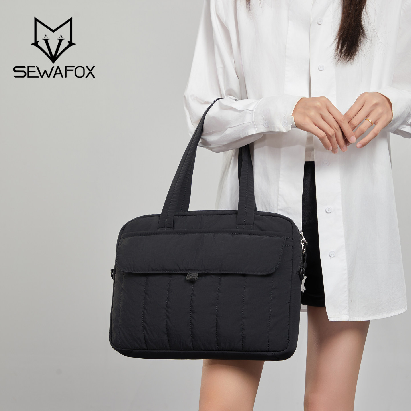 电脑托特包大学生斜挎书包原创简约通勤多功能商务单肩手提包男女