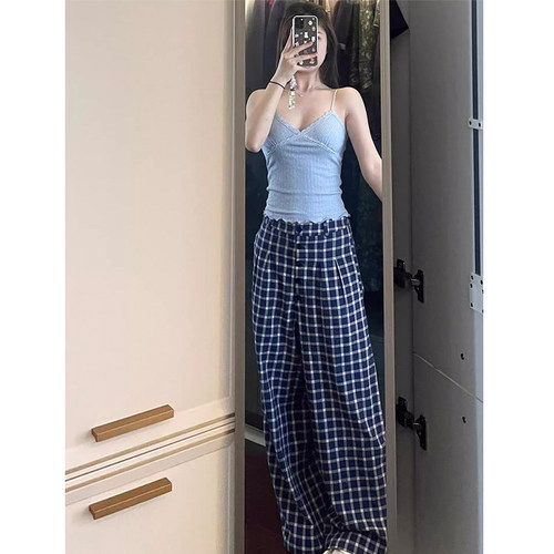 高腰百搭TQRY长裤显瘦休闲阔腿裤