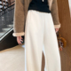 弯刀运动阔腿裤 白色窄版 冬季 加绒加厚休闲卫裤 羊毛裤 子女2026新款