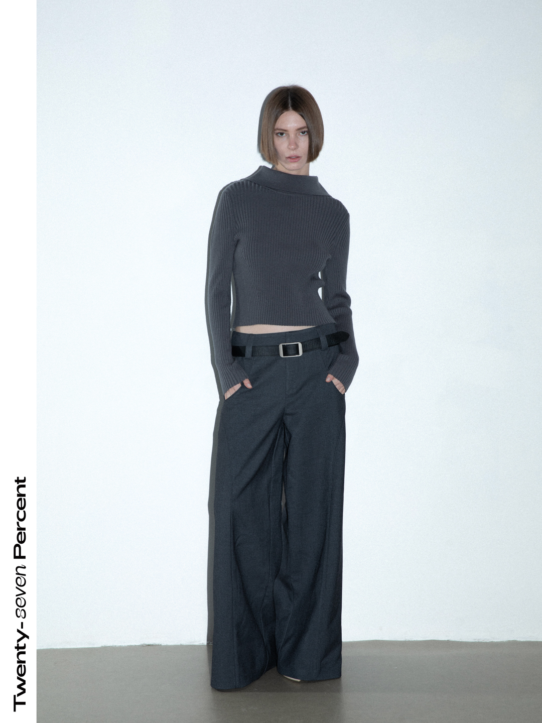 TwentysevenPercent 简约通勤直筒阔腿羊毛卡扣设计西裤