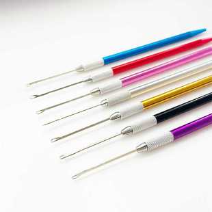 羽毛接发钩针理发店接发专用金属柄钩针配件接发勾针羽毛美发工具