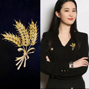 西装 金色麦穗胸针高档女设计感2025年新款 外套配饰潮大麦胸花别针