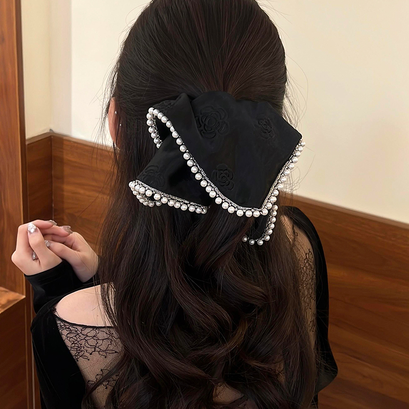 珠珠印花丝绒大肠发圈女超大高级感丸子头短发发绳头绳女头花头饰