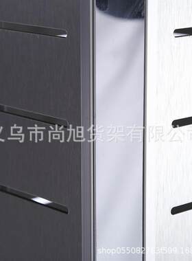 落地四面方形银色槽板旋转式饰品手机配件小商品挂钩展示架