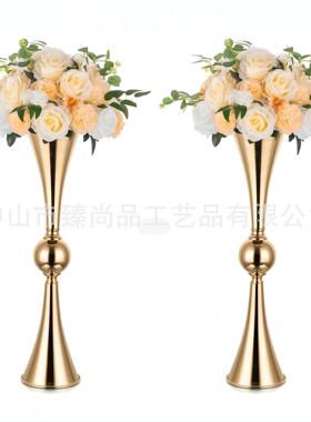 轻奢花筒ZSP-3065插花路花瓶创器婚意礼婚庆装饰花铁艺引花架喇叭