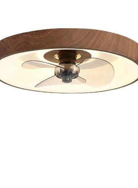 房间led风扇吸顶灯413现约木纹简色卧代室客厅餐厅风灯静音主扇卧