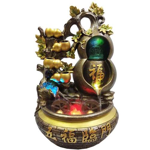 2019新品精美葫芦流水摆件室内客户装饰喷泉水景工艺品开业礼物