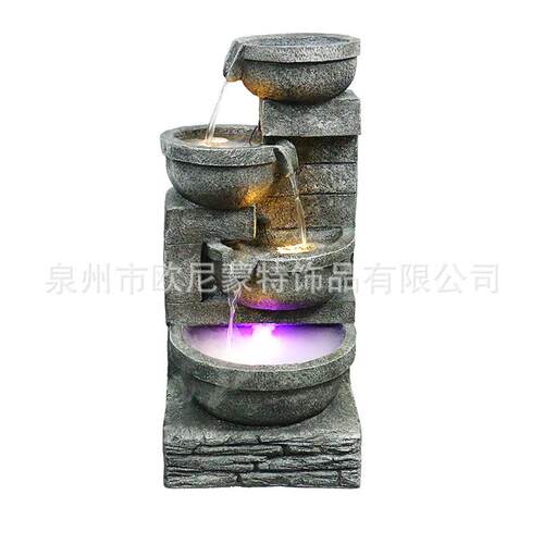 厂家直销专利欧式招财客厅流水摆件阳台庭院摆设风水轮开业送礼品