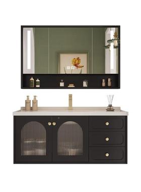 775浴室瓷一体柜盆卫陶生柜间洗漱台一体柜LED智能镜实木浴室镜收