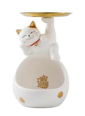 意双层收纳托盘招财猫摆件创家KKQ店铺台收银台居开业送礼前招财